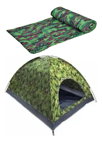 Kit Barraca Camping Camuflada 6 Lugares + Colchonete Casal