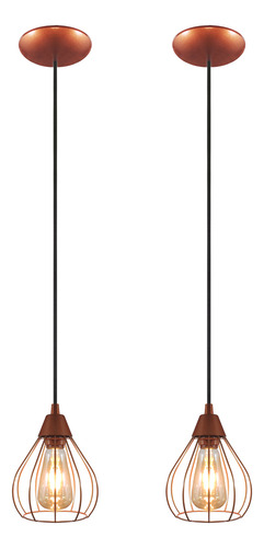 Kit Com 2 Pendente Aramado Teardrop Cobre 1,5mt