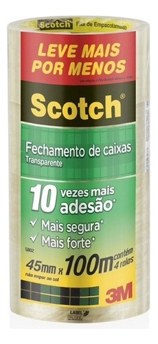 Fita De Empacotamento 3m Scotch 5802 45mm X 100m 4 Rolos