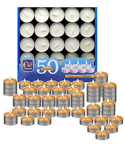 Pack De 50 Velas Tealight Ohr - Blancas Sin Aroma - 1 Hora D