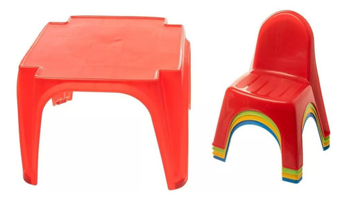 Set Infantil Italhome Mesa Con Dos Sillas De Colores