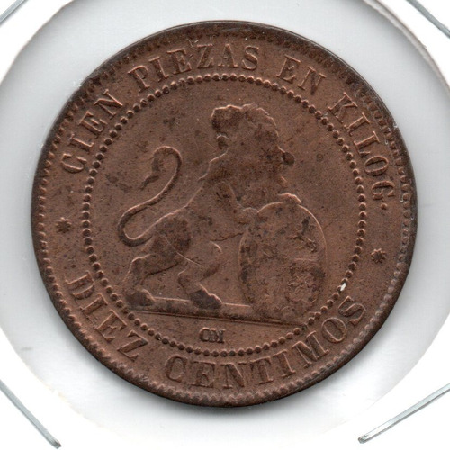 Moneda España 10 Centimos Año 1870 Km#663 Muy Linda