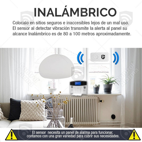 Imagen 3 de 9 de Sensor Vibracion Ventanas Paredes Muro Sistema Alarmas Para Casa Impacto Ruptura De Vidrios Negocio