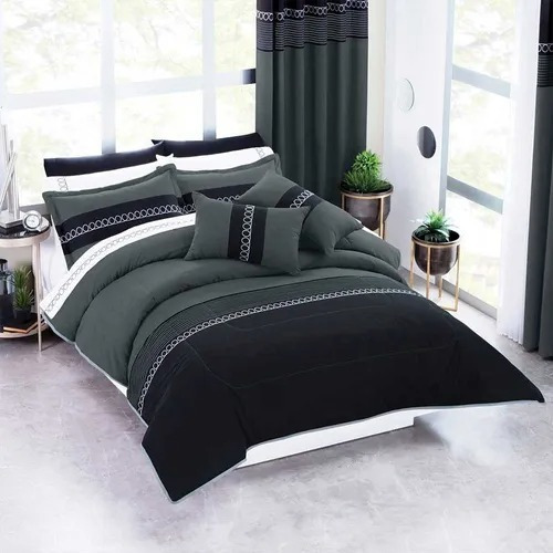 Edredón Onix Matrimonial Doble Vista Negro Fundas Concord