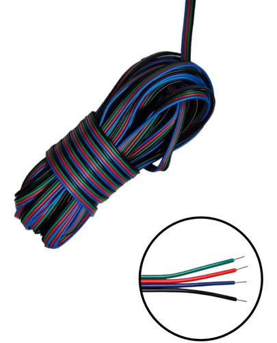 Cable Rgb Para Tira De Led Rgb 4 Hilos Calibre #26 10 Metros