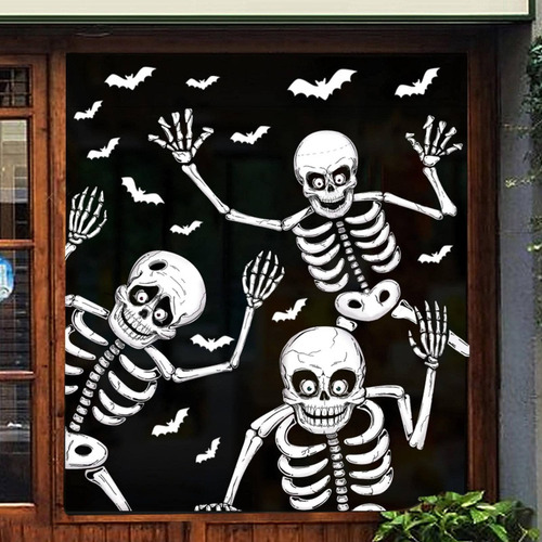 Pegatinas Para Ventanas  Con Diseño Esqueleto De Halloween