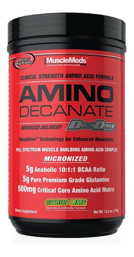 Musclemeds Amino Decanate 30 Servicios Aminoacidos Sabor Citrus Lime