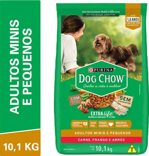 Ração Purina Dog Chow Extra Life Cães Adultos Carne 10,1 Kg