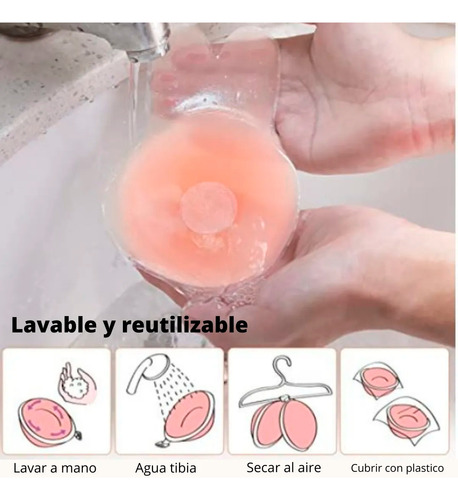 3 Pares Pezonera Levanta Busto Push Up Silicona Invisible