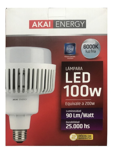 Lamp. Led Alta Potencia Low Bay 100w E40 Akai Energy X 10 Un