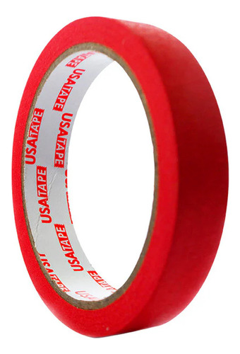 Cinta Masking Tape 18mm X 20mts Color Rojo Usatape