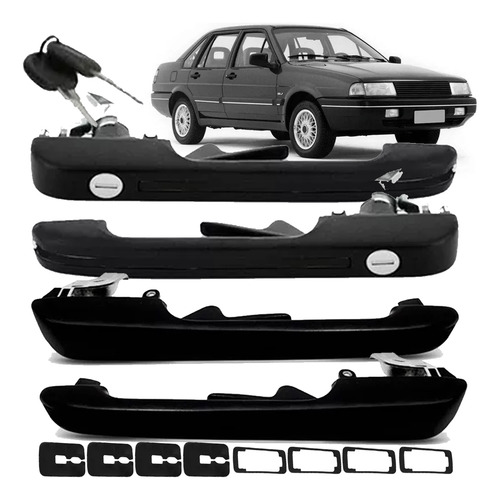 Kit 4 Maçaneta Externa Preta Porta Santana 1992 A 1997 1998