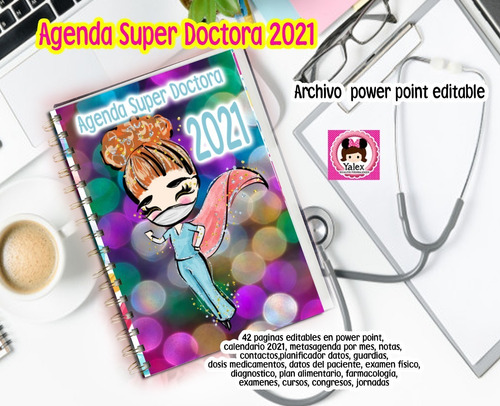 Agenda 2021 Super Doctora Kit Imprimible Editable