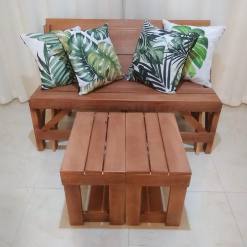 comprar Combo- Banco Vira Mesa + Almofada + Banquinho + Verniz 1,00m