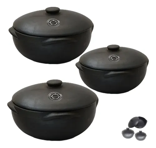 Conjunto Kit Legítimas Panelas De Barro Capixaba Nº 3-2-1. Preto