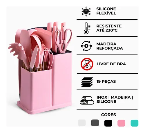 Kit Utensílios De Cozinha Jogo Completo 19 Peças