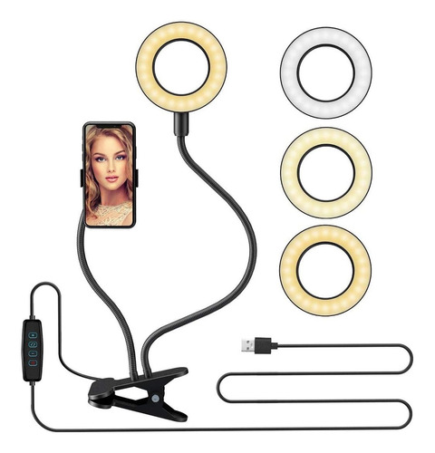 David Rocco Selfie Ring Light With Flexible Goose Neck Phone