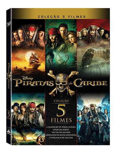 Box Dvd Coleção Completa Piratas Do Caribe 5 Filmes Dublado