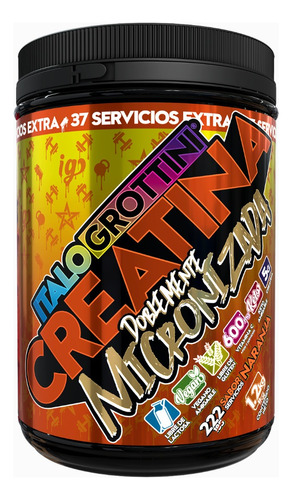 Creatina Monohidrato Micronizada - 222 Servicios - 1.2 Kg Sabor Naranja
