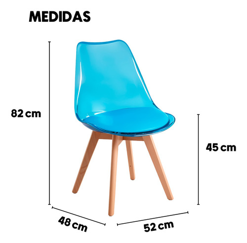 Set De 4 Sillas Tulip Acrílico Transparente Komfort