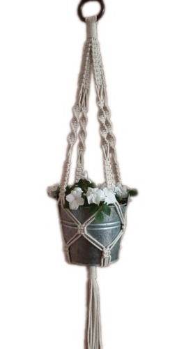 Portamaceta Macrame Colgante C/argolla De Madera Mod Gloria