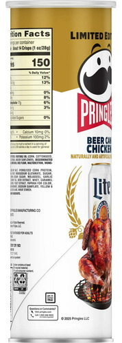 Papas Pringles Pollo En Parilla Con Miller Lite Can Chicken