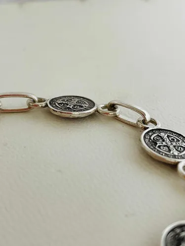Pulsera Eslabones San Benito De Plata. Sg- Joyería.