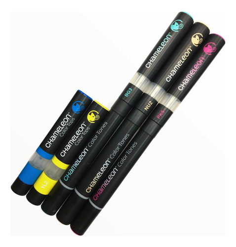 Marcador Base De Alcohol Chameleon Set 3+2 De Punta Doble 6 Basic Colors #2 X Unidad