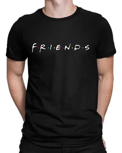 Friends Camiseta Negra Algodon Hombre Manga Corta