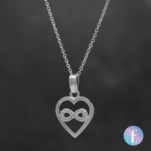 Collar De Corazón Infinito En Plata Ley .925 Para Mujer Plateado