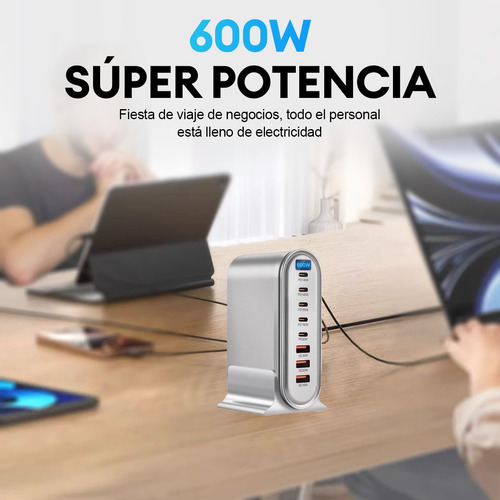 Cargador Múltiple Pd De Escritorio De 600 W, 4a4c Gan, 8 Pue