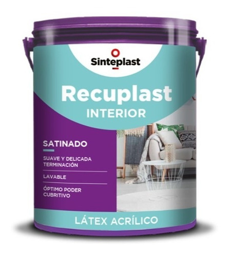 Recuplast Latex Interior Satinado Blanco 4lts Sinteplast