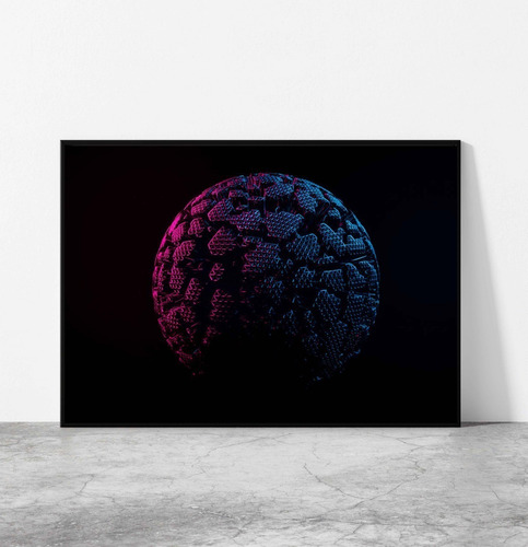 Cuadro 33x48cm Esfera Geometria Abstracta Marco Negro