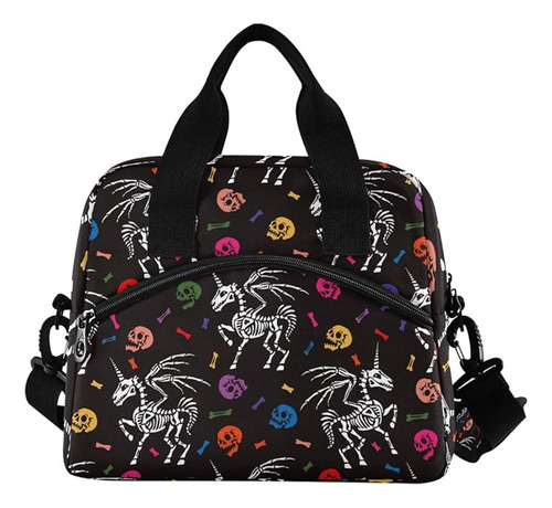 Bolsas Almuerzo Con Diseño Calavera Negra Unicornio Para Muj