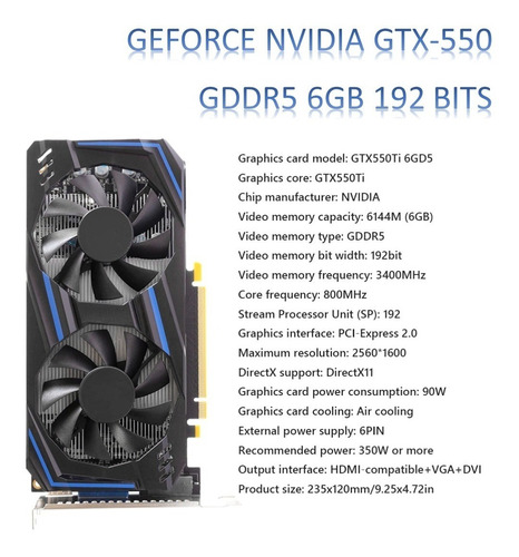 Tarjetas Video Nvidia Gtx-550 Ti 6gb Gddr5 Original 100%