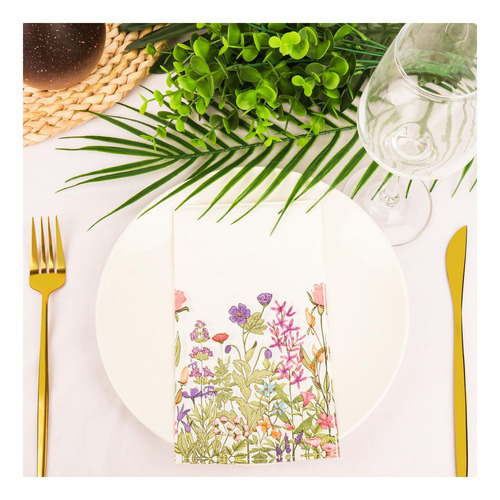 Juego 60 Paquetes De Servilletas Florales Para Huéspedes