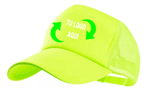 Gorras Trucker Personalizada Con Tu Logo O Imagen Aqui V2 Amarillo Fluor Unica Lisa