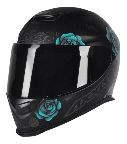 Capacete Feminino Axxis By Mt Flowers Preto Tiffany Fosco