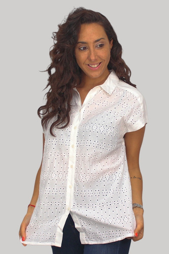 Imagen 3 de 7 de Blusa United Colors Of Benetton Abotonada Broderie Algodon
