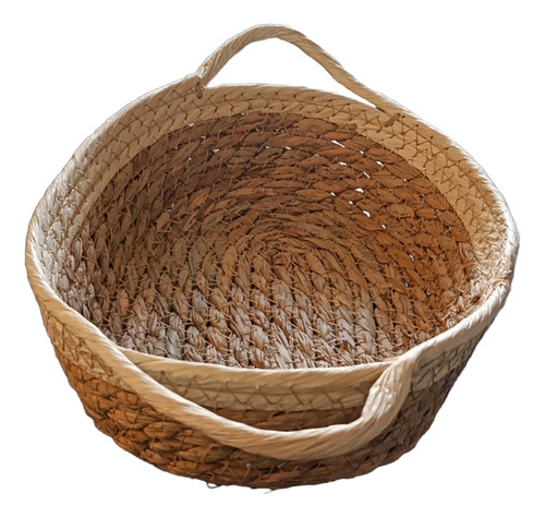 Panera De Yute Canasta Pan Frutas Centro Mesa 24x18,5x6,5 Cm Marrón Claro Y Crema