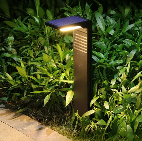Estaca Moderna Luz Lampara Solar Grande Cálida Exterior Deco Negro