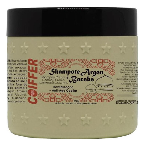 Shampote Argan Coiffer 350g Limpa Nutre E Hidrata Os Cabelos