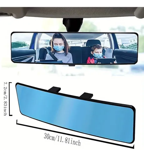Espejo Retrovisor Panorámico Azul De Ajuste Universal, 30 Cm