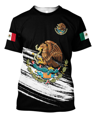 Sax Playera De Manga Corta Con Estampado De Águila Mexicana