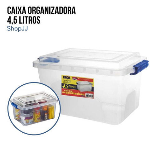 Imagem 2 de 6 de Coleção Caixas Erca Plast Organizadoras 4,5 Litros Com Trava