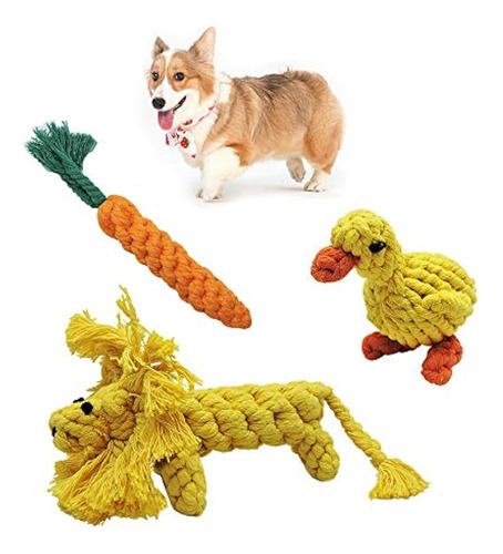 Andiker Dog Chewing Toys - 3pcs Cuerda De Algodón Cachorro D