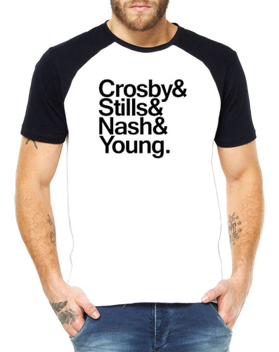 Promoção - Camiseta Raglan Crosby Stills Nash Young