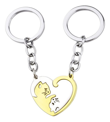 1 Par De Chaveiro Para Casais Black Cat Car Key Ring Heart C