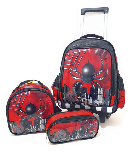 Mochila Infantil Estojo E Lancheira Silver Xpider Mim6312