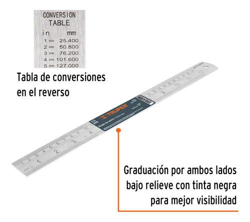 Regla De Acero Inoxidable. 30 Cm.